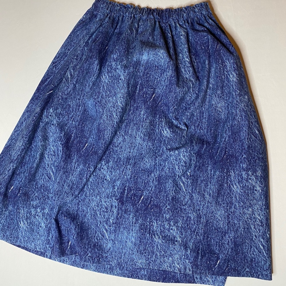 Vintage Denim-like Skirt Acid Wash Elastic Waist